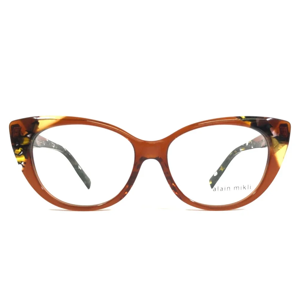 Alain Mikli Eyeglasses Frames Coralti A03142 006 Brown Yellow Mosaic 52-15-145